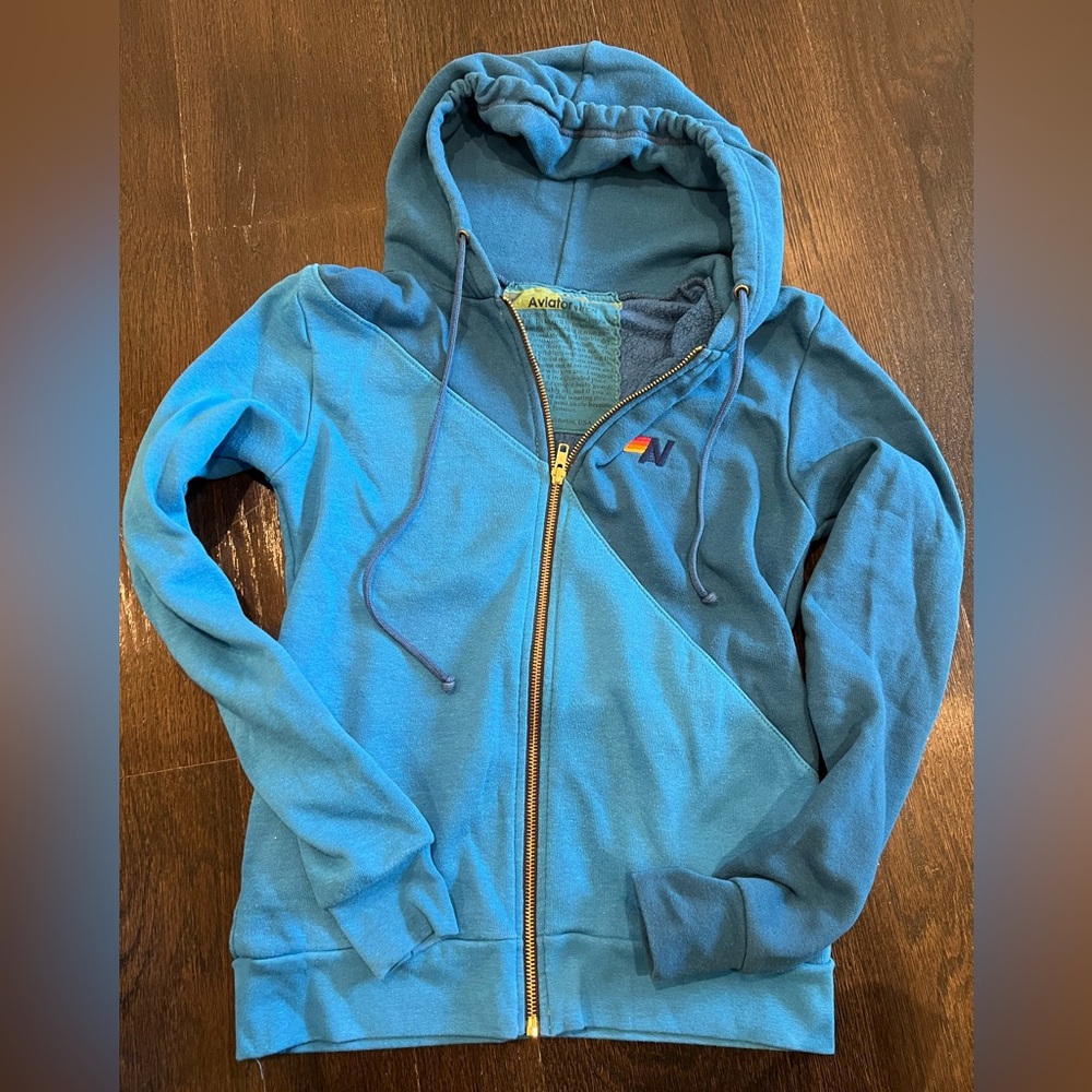 Aviator Nation Blue Zip-Up Hoodie